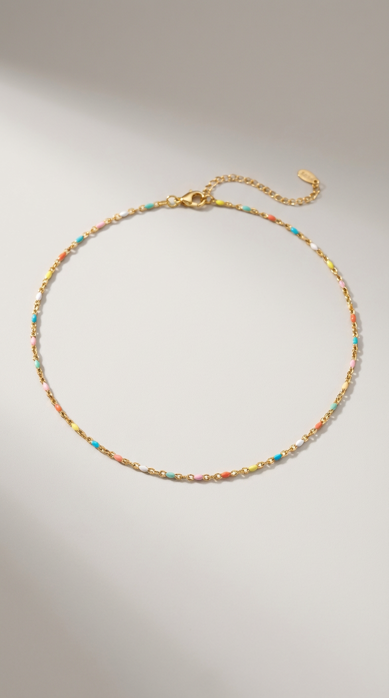 Solene - Gargantilha Choker de Contas Coloridas