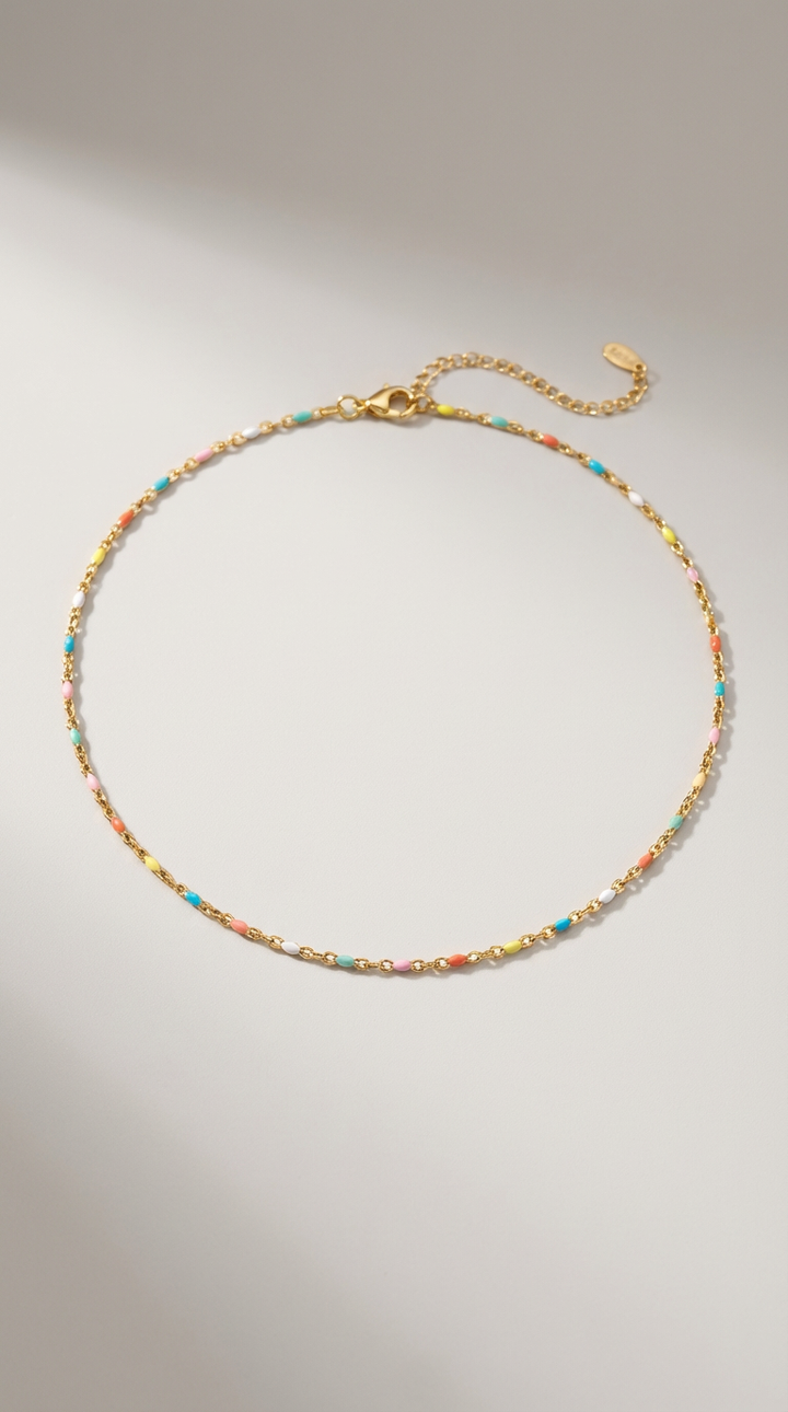 Solene - Gargantilha Choker de Contas Coloridas