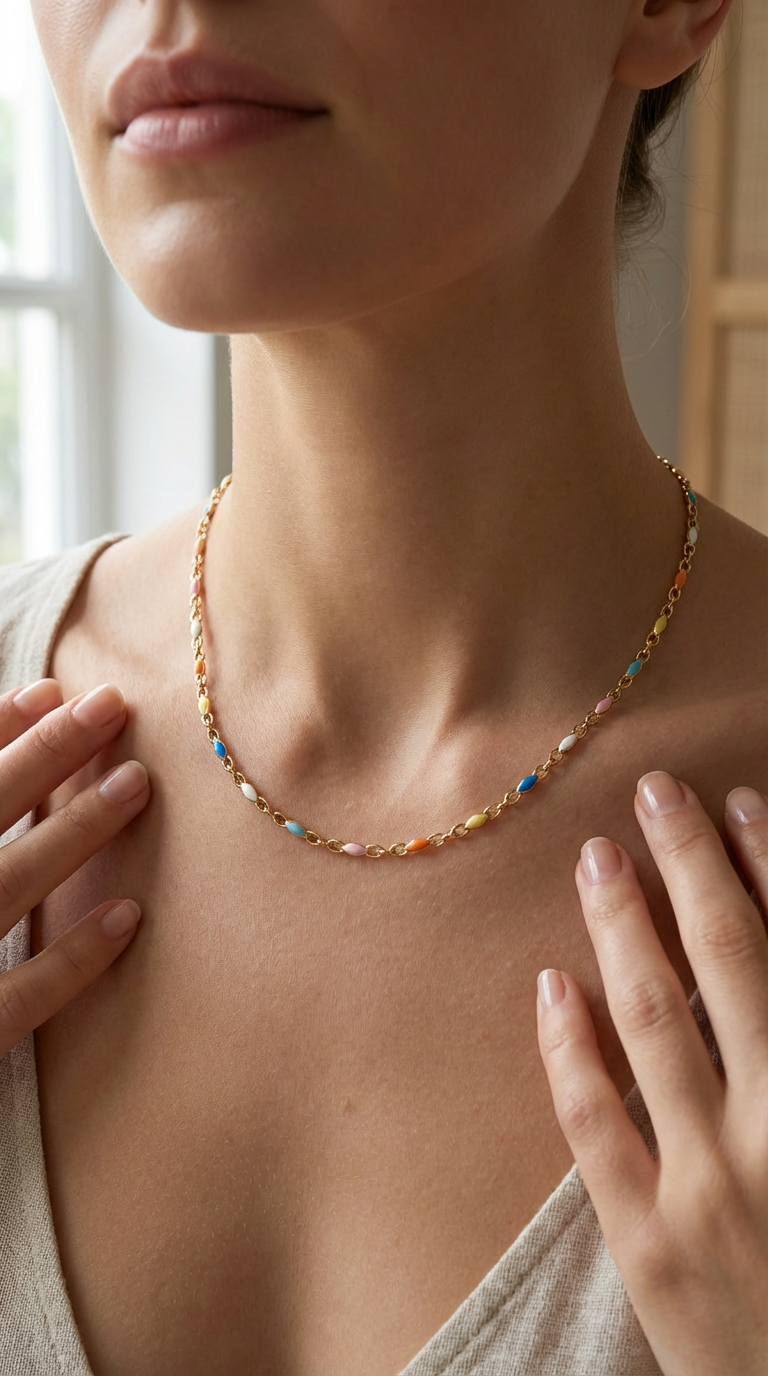 Solene - Gargantilha Choker de Contas Coloridas