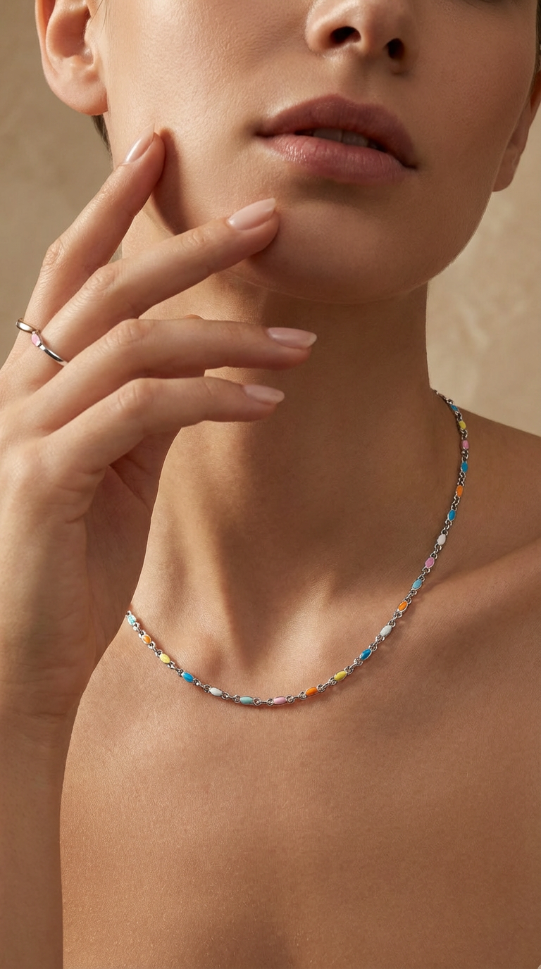 Solene - Gargantilha Choker de Contas Coloridas