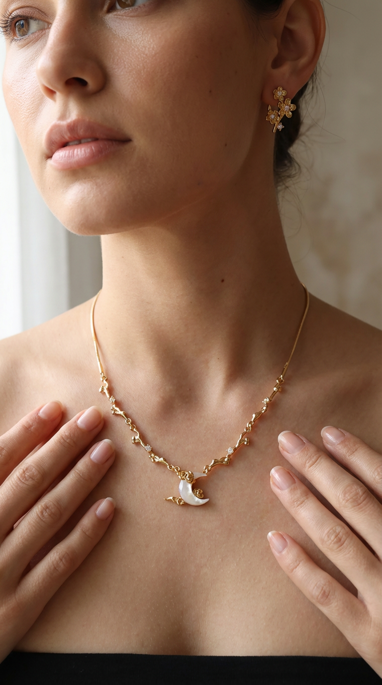 Selene - Colar Charm de Lua Crescente