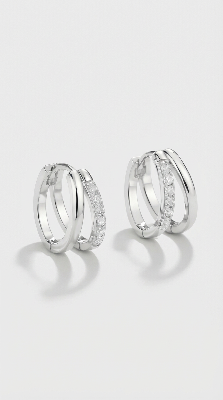 Valeria - Brincos Huggie de Argola com Cristais