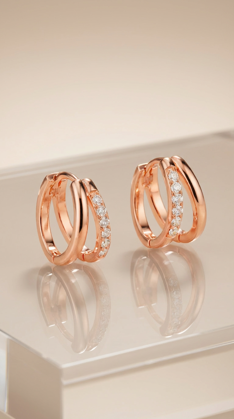 Valeria - Brincos Huggie de Argola com Cristais