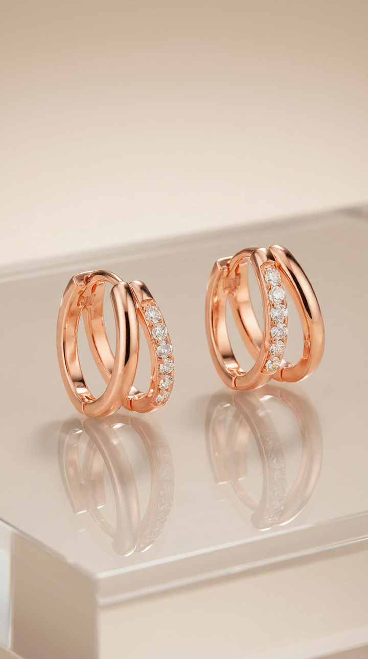 Valeria - Brincos Huggie de Argola com Cristais