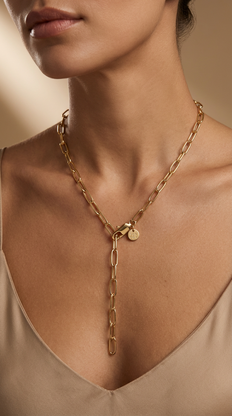Victoria - Colar Lariat Dourado