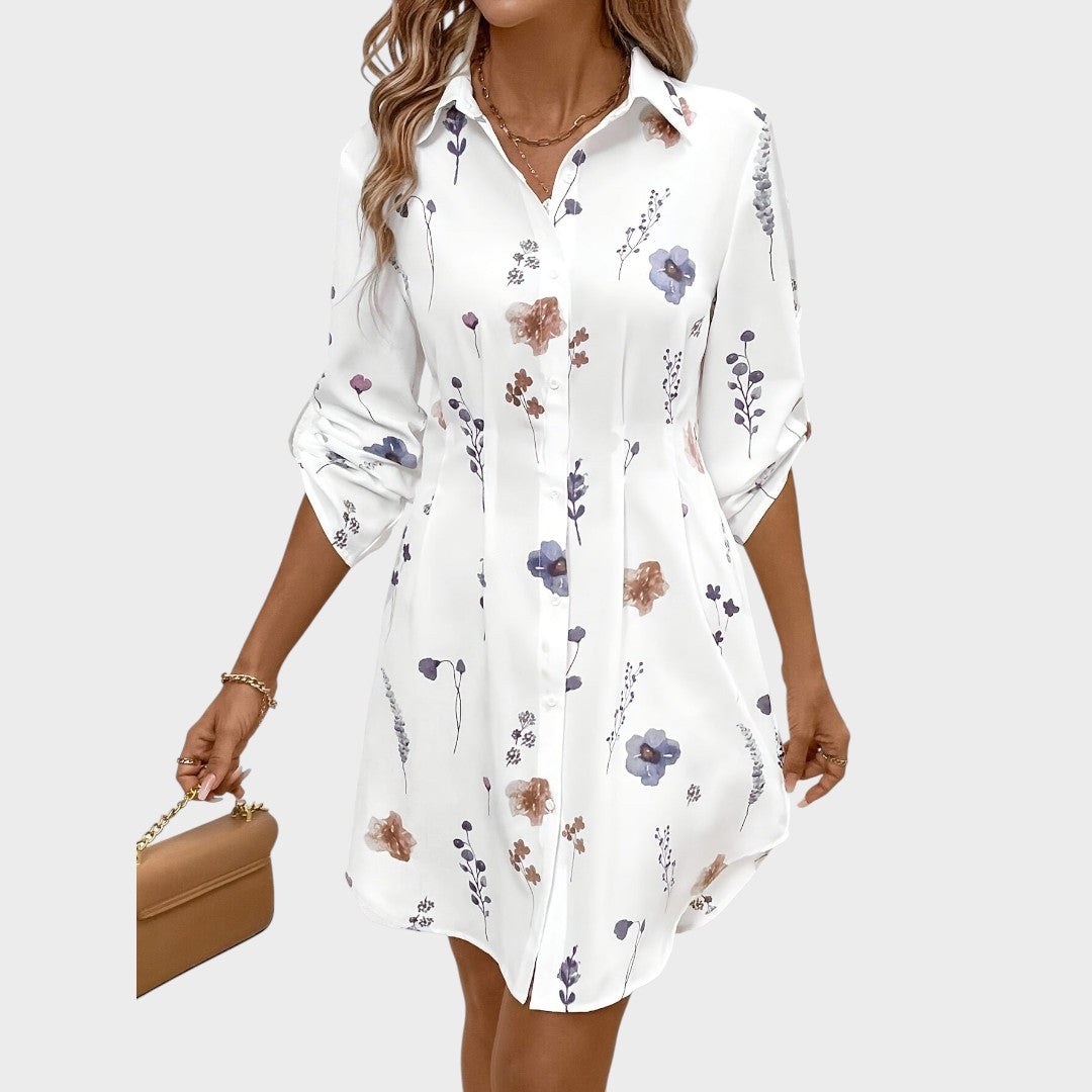 Noémia - Vestido camisa floral elegante