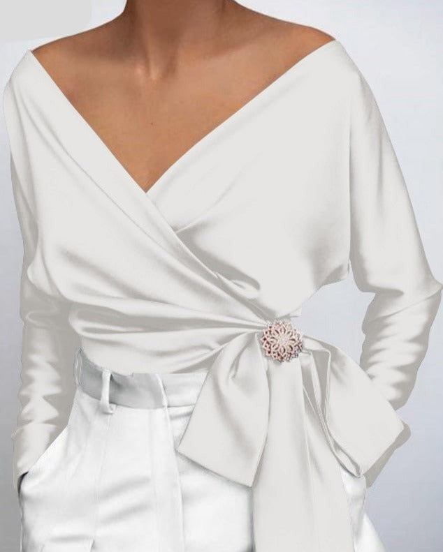 Top com Decote em V Vonda (Plus Size)