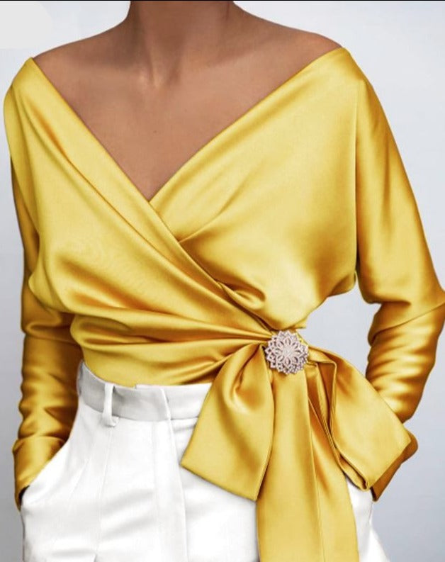 Top com Decote em V Vonda (Plus Size)