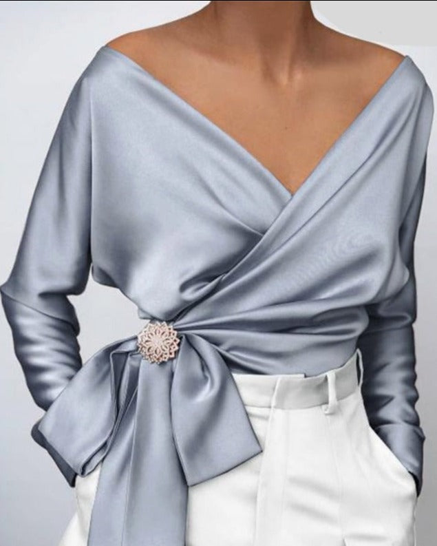 Top com Decote em V Vonda (Plus Size)