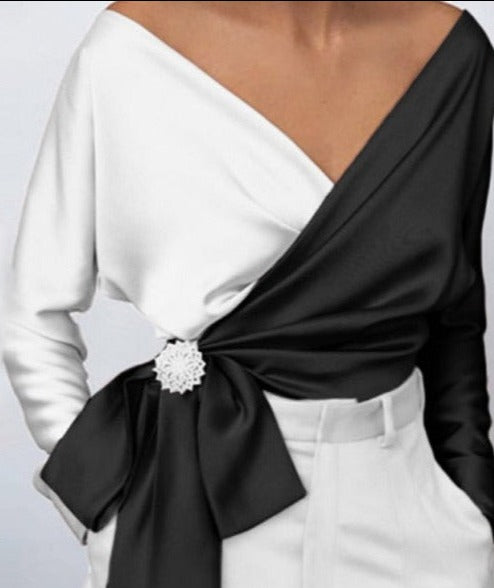 Top com Decote em V Vonda (Plus Size)
