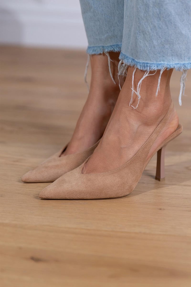 Marlena - Pumps Slingback Nude com Salto Fino
