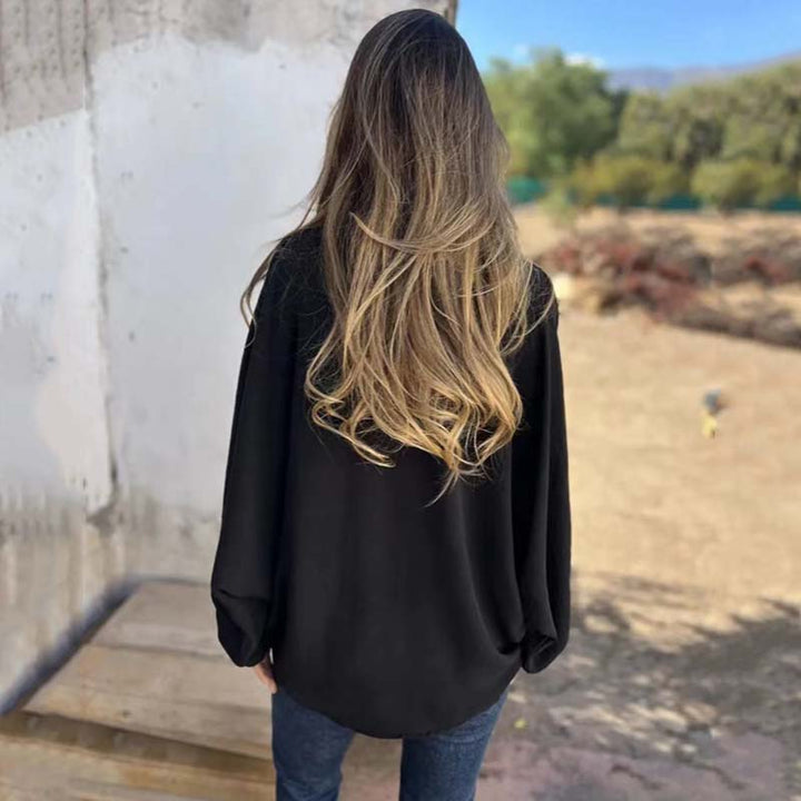 Blusa Abotoada com Mangas Globo