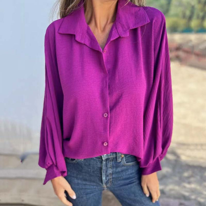Blusa Abotoada com Mangas Globo