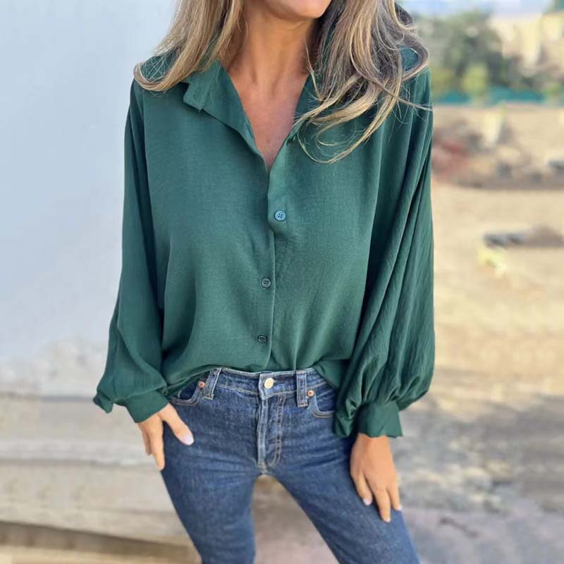 Blusa Abotoada com Mangas Globo