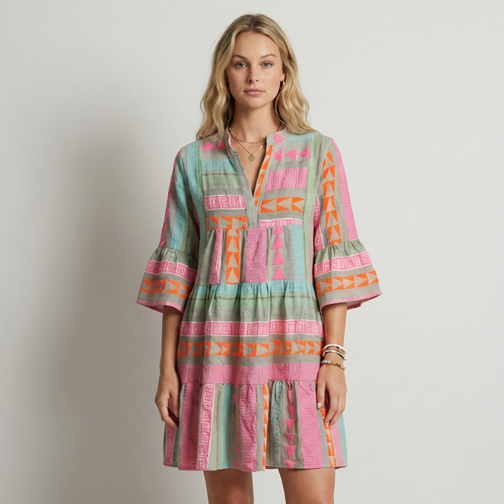 Lucía - Vestido Mini Estampado Boémio