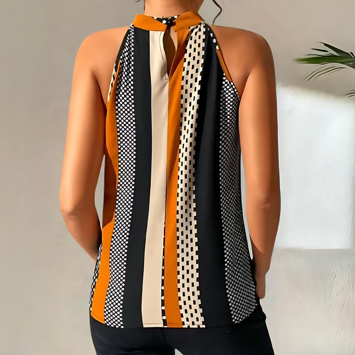 Top Halter Sem Mangas com Estampado Geométrico